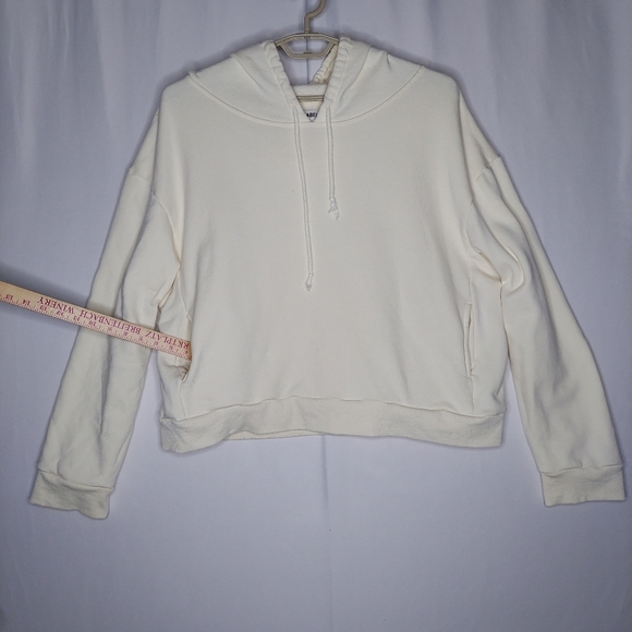 The Label The Hoodie 2X Women Cream Long Sleeve Pocket Pullon Cotton Fleece 2XL - Picture 3 of 9